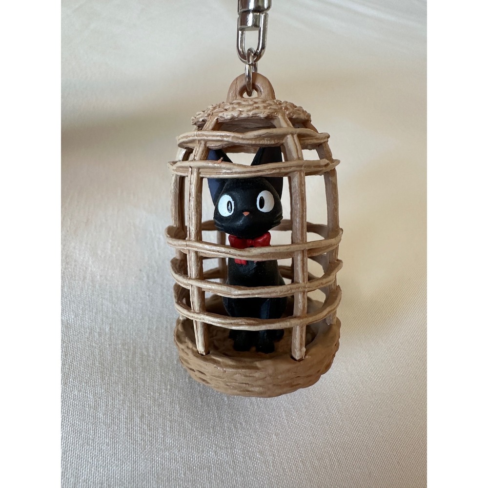 Studio Ghibli Kikis Delivery Service Jiji Black Cat in Cage Keychain Accessory‎